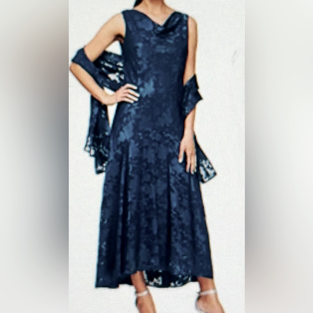 Alex Evenings Blue Sweetheart Flutter Sleeve Midi Dress